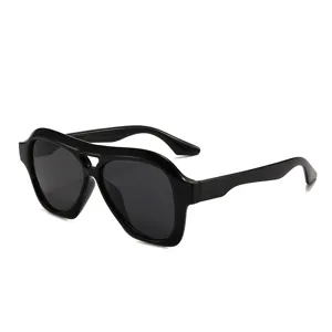 Lunettes de soleil aviateur double pont noires unisexe vintage rétro mode protection