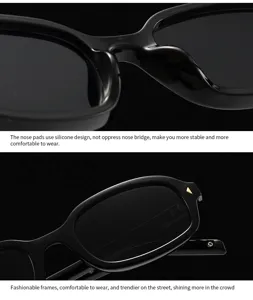 Gafas de sol cuadradas negras clasicas con almohadillas de silicona comodas para un estilo urbano.