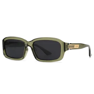 Μοντέρνα ορθογώνια γυαλιά ηλίου polarized για γυναίκες και άνδρες, πράσινος σκελετός.