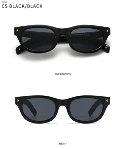 Retro zwarte zonnebril voor dames heren, trendy vintage zonnebril met UV400 bescherming.