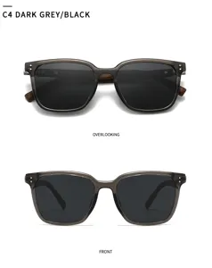 Occhiali da sole quadrati polarizzati grigio scuro unisex per protezione UV e moda.