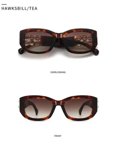 Vintage Barock Sonnenbrille für Damen, elegante Schildpatt Fassung mit modischen Bügeldetails.