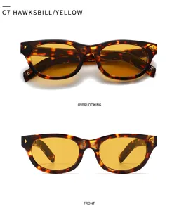 Stijlvolle vintage schildpad zonnebril met gele lenzen voor dames, trendy UV-bescherming brillen.