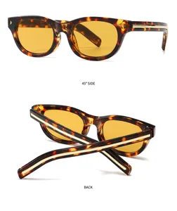 Vintage schildpad zonnebril met gele lenzen en stijlvolle gouden tempeldetails voor dames.