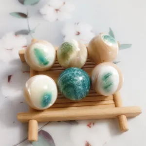 Natural Green Snail Shell Loose Beads Large Size Round Beads For DIY Jewelry Making Earrings Accessories Craft Materials