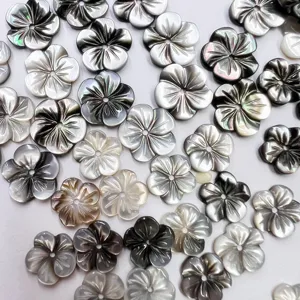Blacklip oyster shell 12mm carved 3D flower beads for DIY handmade jewelry accessories making.