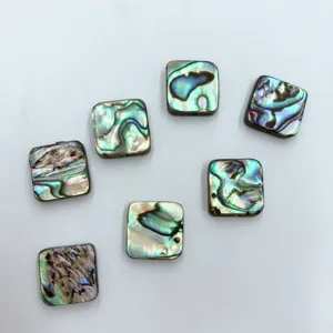 Abalone Muschel quadratischer Anhänger Detail, natürliche Perlmutt Schmuckkomponente.