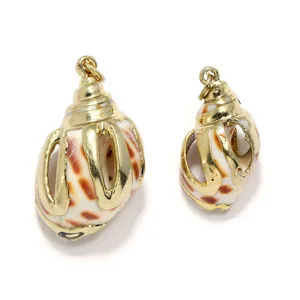 Gold plated cut shell pendants babylon snail charms for DIY jewelry making main product display