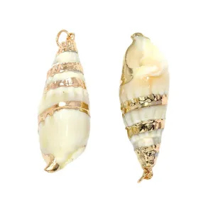 Pendentifs en coquillage naturel avec bords dorés galvanisés pour bijoux DIY parfaits.