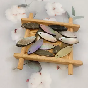 Natural Black Mother Of Pearl Navette Shell Pendants Double Hole DIY Bracelet Necklace Earring Jewelry Making