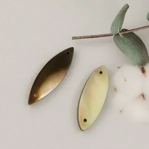 Natural black mother of pearl navette two hole shell charms for DIY necklace jewelry making
