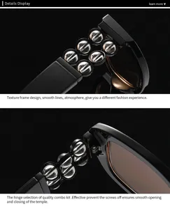 Barocke Damen Sonnenbrille mit detailliertem Buegeldesign und glattem Scharnier.