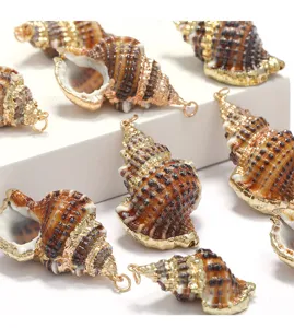 Pendentif coquillage tacheté plaqué or pour fabrication de bijoux collier bracelet DIY
