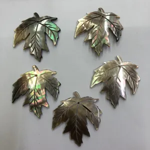 Natural shell carved maple leaf DIY jewelry accessories pendant parts for handmade crafts.