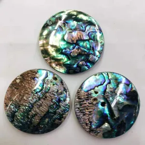 New Zealand abalone shell round pendant DIY jewelry making accessories 4cm natural shell pieces.