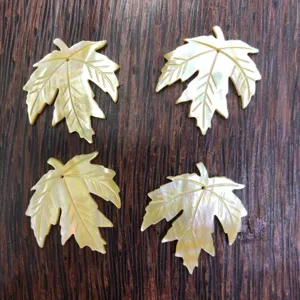 Mother of pearl carved leaf pendant DIY jewelry accessory shell maple leaf charms