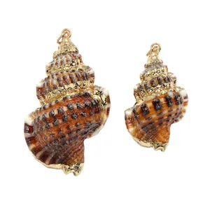 Pendentifs en coquillage naturel plaqué or pour fabrication de bijoux collier DIY.