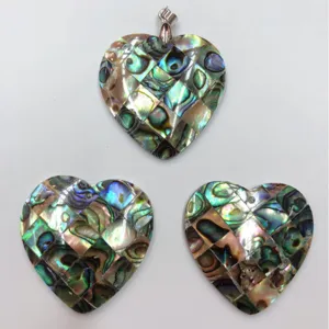 New Zealand abalone shell heart pendant DIY jewelry accessory sparkling colorful mosaic design