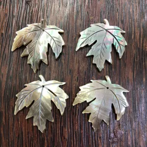 Carved mother of pearl maple leaf DIY jewelry pendant charm shell accessories for handmade crafts