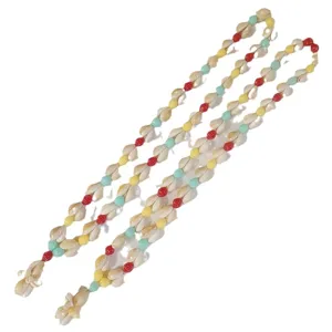 Bohemian Handmade Gold Rimmed Shell Necklace Colorful Lantern Beads Chained Beach Vacation Jewelry Accessories for Women