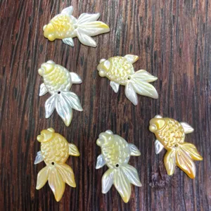 Mother of pearl carved goldfish shell DIY jewelry pendant accessory set 6 pieces