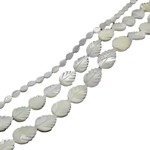 Natural Shell Leaf Carved Beads DIY Jewelry Making Accessories White Mother of Pearl Craft Supplies