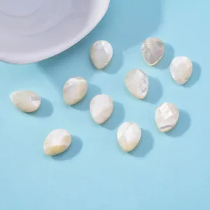 Faceted mother of pearl teardrop shell DIY beads for necklace and bracelet jewelry making accessories.