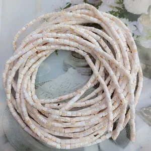 Natural shell spacer beads for DIY jewelry, cylinder shell beads for handmade bracelets and necklaces.
