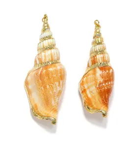 Gold-plated natural sea shell pendant charm for DIY necklace bracelet jewelry making