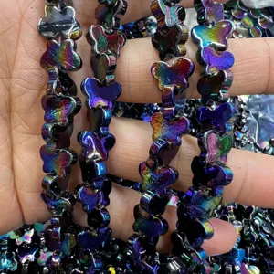 Colorful butterfly shape loose beads detail view, perfect for DIY handmade jewelry accessories.