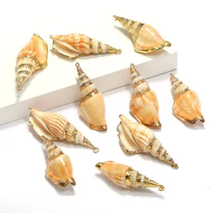 Gold electroplated natural conch shell pendants for DIY jewelry necklace bracelet accessories