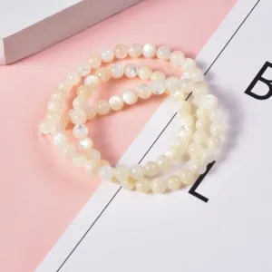 Deep sea mother of pearl shell round beads DIY bracelet necklace jewelry accessories wholesale