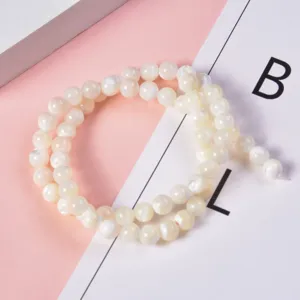 White mother of pearl shell round beads for DIY handmade jewelry bracelets necklaces crafting accessories