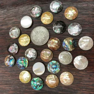 Accessoires de boutons ronds en mosaïque de coquille d'ormeau pour décoration de bureau et cadre.