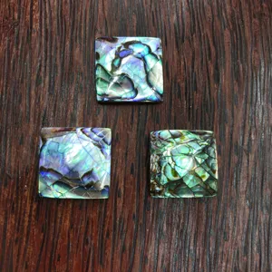 Pièces de mosaïque en coquille d'ormeau carrées, accessoires de déco iridescents naturels