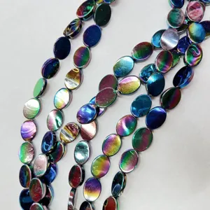 Freshwater shell beads oval shaped AB color loose beads for DIY handmade necklace bracelet