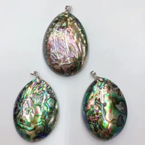 Abalone shell teardrop pendant set, iridescent natural jewelry charm for women everyday style.
