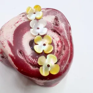 Natural Yellow Disc Shell Four Petal Bowl Flower Beads DIY Ancient Style Hair Accessories Jewelry Making Materials