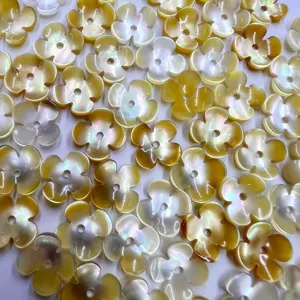 Natural mother of pearl shell flower beads, 4 petals bowl shape, 10mm DIY jewelry making.