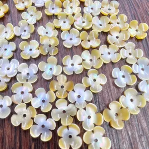 10mm mother of pearl shell flower beads for diy jewelry making and hair accessories detail view.