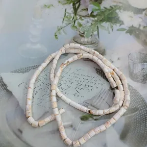 Natuerliche weisse Muschel Rohrspacer Perlen fuer DIY Schmuckherstellung Armband Zubehoer.