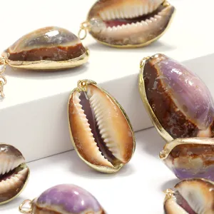 Style océan UV bordé coquillage pendentif or incrusté DIY bijoux fabrication accessoires