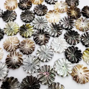 12mm blacklip oyster shell flower loose beads for DIY handmade jewelry accessories wholesale