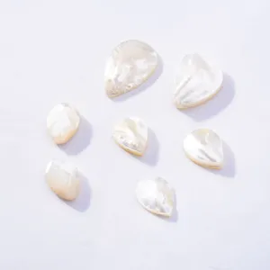 Natural mother of pearl shell DIY charms teardrop faceted jewelry making pieces 1pc