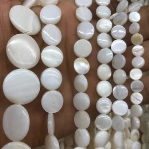 White mother of pearl shell round beads strands various sizes for DIY jewelry making accessories