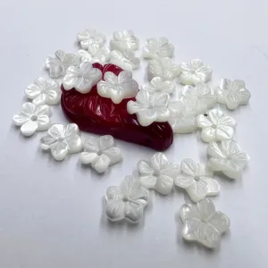 Mother of pearl carved five petal flower loose beads 6mm DIY jewelry accessories making supply