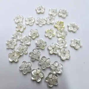 White shell flower beads carved mother of pearl loose charms for DIY jewelry making parts