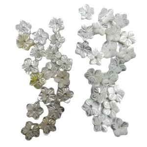 Mother of pearl shell flower beads 6mm white five petal loose charms for DIY jewelry making crafts