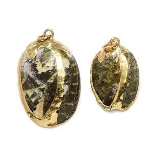 Fashion green abalone shell pendant gold plated oval conch necklace for women trendy jewelry