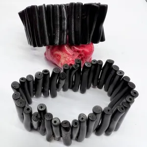 Exaggerated black coral branch elastic bracelet, 3.5cm wide irregular trendy wrist jewelry.